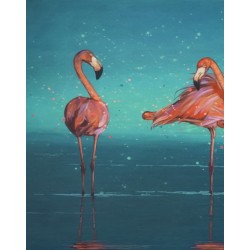 Рисуване по номера Триптих - Фламинго, 3x40х50см Рисуване по номера Триптих - Фламинго, 3x40х50см