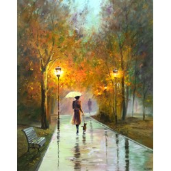 Рисуване по номера - Дъждовна есен, 40х50см