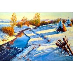 Рисуване по номера - Зимни сенки, 40х60см