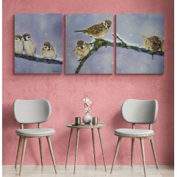 Рисуване по номера Триптих - Врабчета, 3x40х50см
