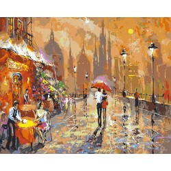 Рисуване по номера - Стария град и хората, 40х50см