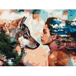 Рисуване по номера - Момичето и вълка, 30х40см