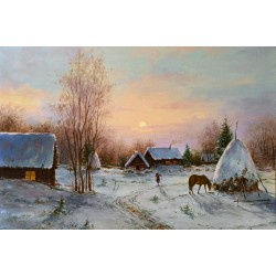 Рисуване по номера - Зимна утрин, 40х60см