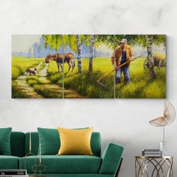 Рисуване по номера Триптих - Сенокос, 3x40х50см